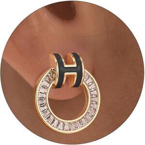 H Stud Earrings 14K Gold Plated Earrings Enamel Earrings Dainty Stud Earrings fo